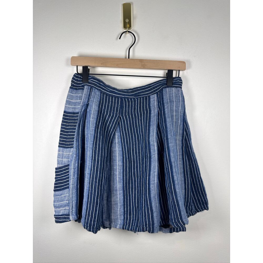 Ace & Jig Boro Sea Linen Striped Patchwork Boho Festival Mini Skirt -Medium